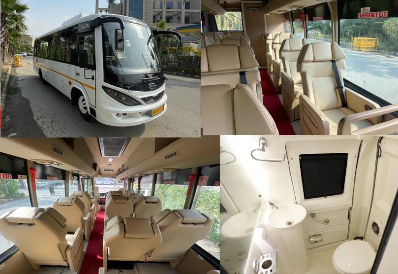 16 seater toyota coaster luxury coach hire delhi