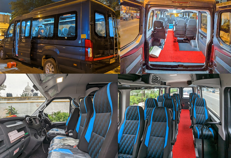 15 seater force urbania van with 2x1 seats hire in delhi